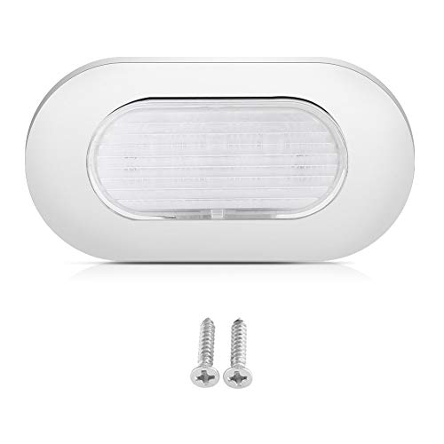 EVGATSAUTO Marine Deck Light, 12V White Marine Boat Stair LED Yacht Stainless Steel Oblong Courtesy Stair Deck Light Usage