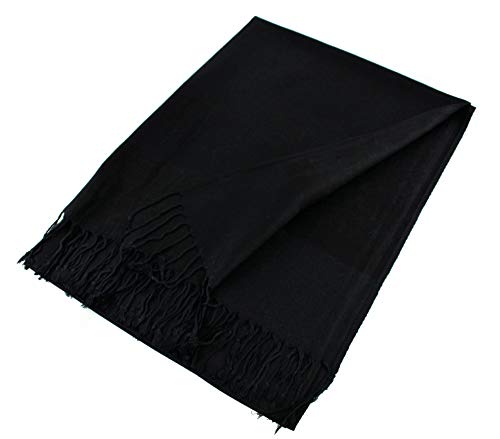 Paskmlna Paisley Jacquard Pashmina Shawl Wrap Scarf Stole (Black01813)
