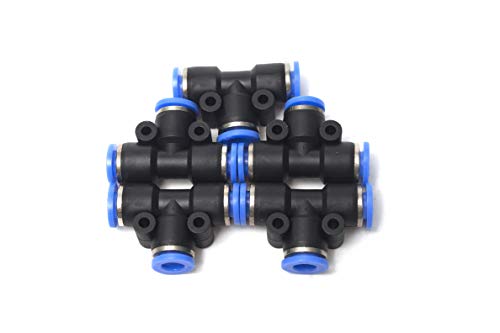 Generic Push in Quick Touch to Connect Fitting 1/4" OD Tube Pneumatic Tee Union Air Coupler (Pack of 5)