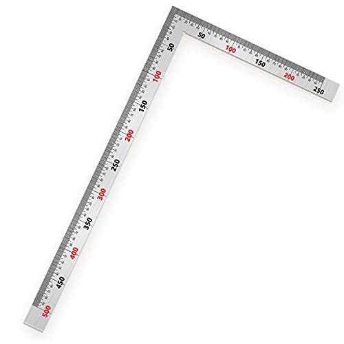 Florsol (500mm X 250mm) Stainless Steel Framing L Shape Square Ruler 90 Degree Right Angle Stainless Steel Ruler Thickened Corner Ruler