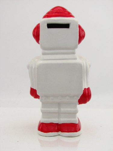 Rocket Retro-Robot Savings Bank Figural Robot Red