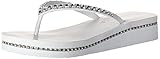 Skechers Cali Women's Vinyassa-Sticks & Stones Flip Flop, White/Silver, 8 US/8 B US