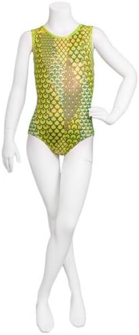 Destira Leotards Child Lime Mermaid Strap Tank Leotard and Schrunchie, Medium