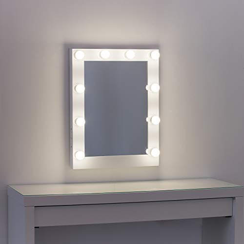 MissMii Hollywood Lighted Makeup Vanity Mirror with Lights,Bedroom Lighted Standing Mirror with Dimmer,LED Cosmetic Mirror with Dimmable Bulbs,Wall Mounted Lighting Mirror,2 USB Ports 2 Power Outlets - Thumbnail 4