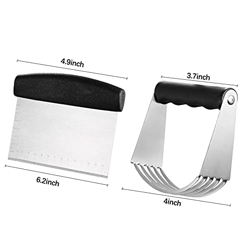 Pastry Blender, Kmeivol Pastry Cutter Set, Stainless Steel Pastry Scraper with Scale