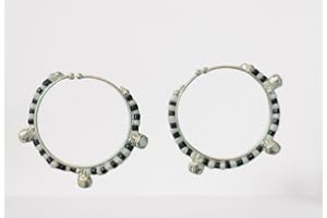 Nazariya BBY Najariya Black and Silver Kada Free Size Set of 1 BBY Evileye Protection 1 Pair White Black
