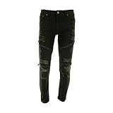 Copper Rivet - Men's Trill Rips And Zippers Jeans - Olive