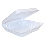 Dart 80HT1R Foam Hinged Lid Containers, (L) 8 x (W) 7.5 x (H) 2.3, White (Case of 200)