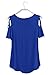 Adreamly Women's Casual Summer Short Sleeve Loose Strappy Cold Shoulder Tops Basic T Shirts Blouses Royal Blue Medium