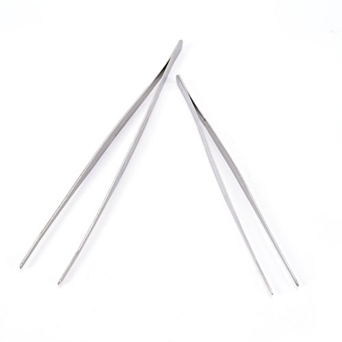 Adecco LLC Stainless Steel Tongs tweezer with precision serrated tips for surgical & sea food (12")