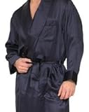 Intimo Men's Classic Silk Robe, Navy, X-Large