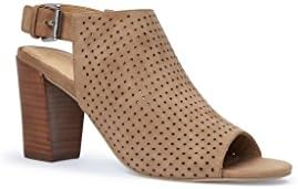 Adam Tucker Women's Meridia Perforated Slingback Peep Toe Sandal (8.5 M, Chestnut)