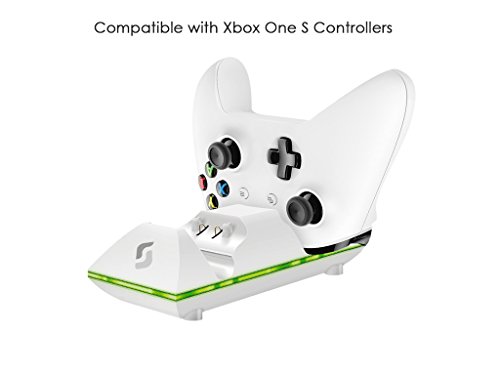 Sliq-Xbox-One-Controller-Charger-Station-and-Battery-Pack-White-Fits-Two-Wireless-Game-pads-Includes-2-Rechargeable-Batteries-Charging-Station-For-Xbox-One-Xbox-One-S-Xbox-One-X-PC