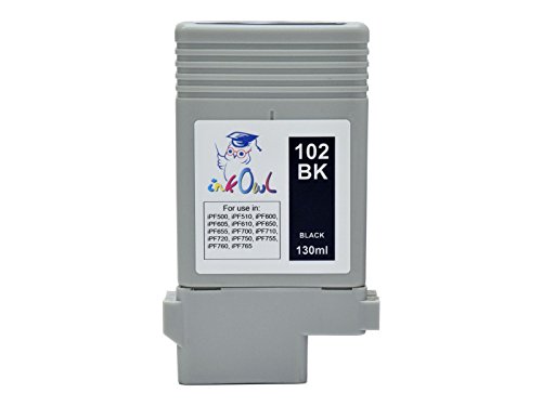 InkOwl - Compatible Ink Cartridge Replacement for CANON PFI-102BK (130ml, black) - iPF500 iPF510 iPF600 iPF605 iPF610 iPF650 iPF655 iPF700 iPF710 iPF720 iPF750 iPF755 iPF760 iPF765