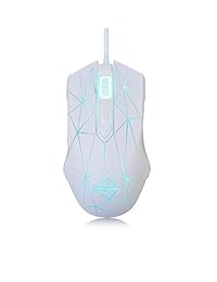 Mouse para jugadores USB Ajazz Firstblood Watcher con patrón RGB, retroiluminado, de 2400 DPI, 7 Botones Programables, AJ52, blanco estrella