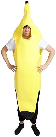 HelloFun Unisex Adult's Halloween Fruit Banana Costume (One Size Fits Height 63-67 Inch)