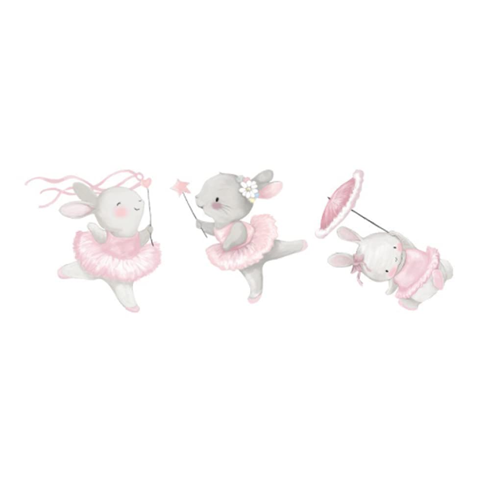 Wall Stickers Wall Decal Stickers Art Pictures Stickers Cartoon Sticker Ballet Bunny Rabbits Stickers for Kids Bedrooms Nursery Baby Play Room Girls Room