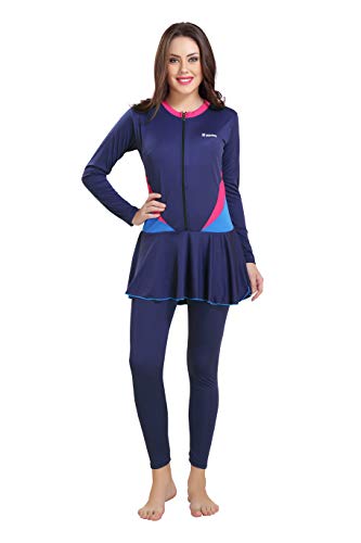 Rovars Poly - Jersy I Full Body Swimming Costume for Women I Removable Chest Pads I Frock Style 1 Rovars-W422-One-Piece-Swim-Suit