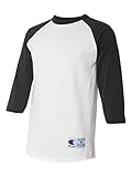 Champion Men's Raglan Baseball T-Shirt, White/Black, Small