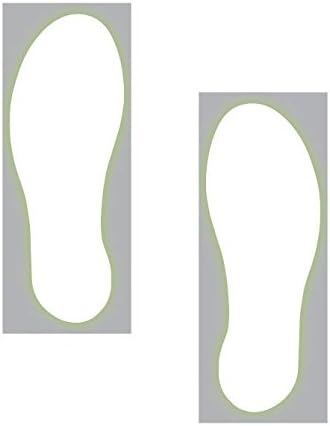 Superior Mark AMZ-CFT1-WG Carpet Footprints, 3.5" Width x 10" Length, White Glow, One Pair (Pack of 2)