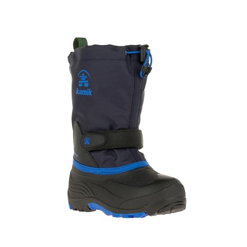Kamik Waterbug 5 Kids Winter Adventure Boots - Waterproof Snow Boots - Insulated Winter Footwear for Kids - Navy/Blue - 6 Big Kid