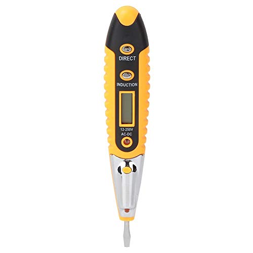 AC-2 AC DC 12-250V Digital Voltage Tester Pencil Multifunction Tester Non-Contact Electric Pen Voltage Detector with LED Display(Yellow)