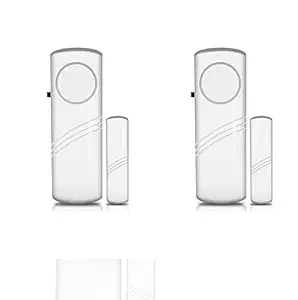 Cezo Wireless Door Window Open Alert Home Security System Siren/Alarm, Standard Size, White (2)