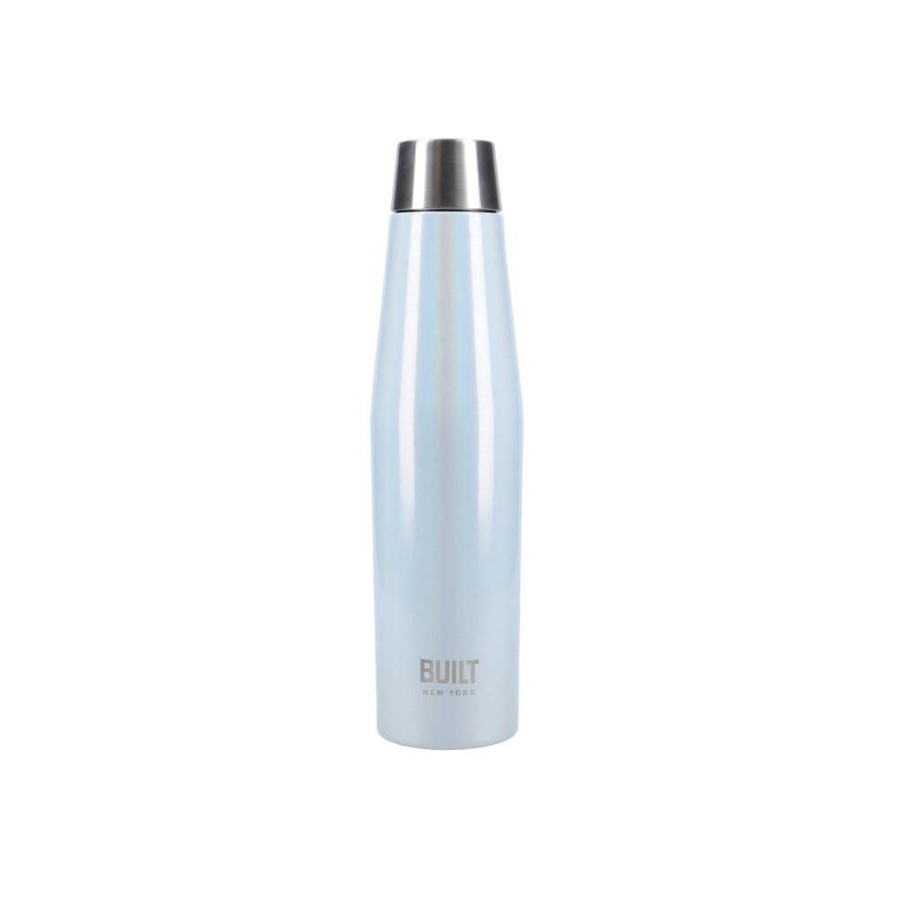 Built Apex Insulated Water Bottle with Leakproof Perfect Seal Lid, Sweatproof 100% Reusable BPA Free 18/8 Stainless Steel Flask, Iridescent Blue, 540 ml