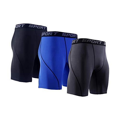 JOJEN Anooma Men’s 3 Pack Sport Compression Shorts for Workouts Running Cycling Training Weightlifting -Moistu