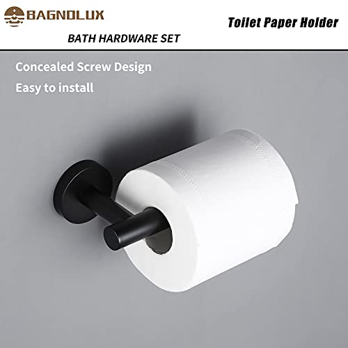 BAGNOLUX 4Pieces Matte Black Bathroom Hardware Accessories Set Towel