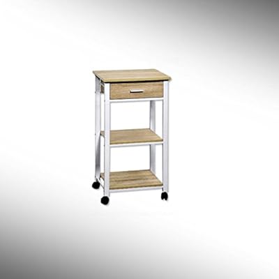 Kesper Kitchen Microwave Cart Trolley With Drawer Oak Amazon Co