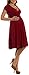 TINYHI Women's Knee Length Short Sleeve Jersey Skater Summer Dress,Crimson,Medium