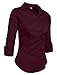 NE PEOPLE Button Down Shirt - Women's 3/4 Sleeve Roll Up Stretch Collar Office Work Formal Casual Basic Blouse Top (S-6XL)