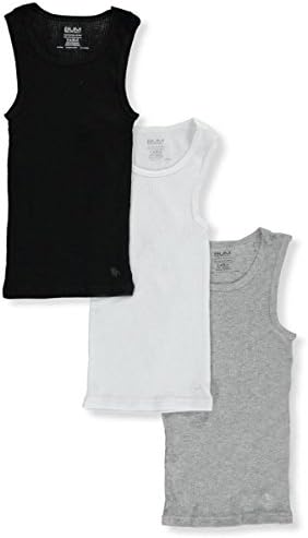 BUM Equipment Big Boys' 3-Pack Ribbed Tanks - white/black, 12-14