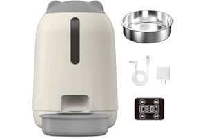 PAPIFEED Smart Automatic Cat Feeders, Dual Power Supply Cat Food Distributor, 3L Automatic Cat Feeder (Grey-Button Version)