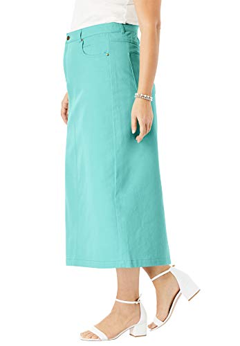 Jessica London Women's Plus Size Classic Cotton Denim Long Skirt - 20, Black - Thumbnail 4