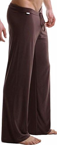 Zago Men's Casual Low-waisted Sleepwear Sexy Pajama Pants Coffee M