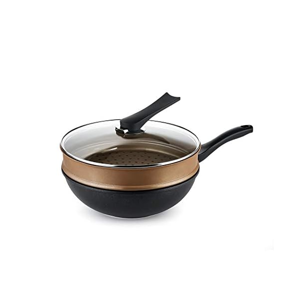 Haufson-30cm-Die-Cast-Wok-with-Steamer-Induction-Cookware-Natural-PFOA-Free-Non-Stick-Stir-Fry-Pan-Black Haufson 30cm Die cast Wok with Standable Lid | Works with All Major Hobs | Natural PFOA Free Non-Stick Stirfry Pan…