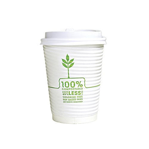 Repurpose 100% Compostable Plant-Based Insulated Hot Cup and Lid Set, 12 ounce, 12 count