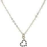 Designed By Stacey Handmade Tiny Black and Gold Heart Pendant Necklace, Dainty Gold-Filled Chain, Sentimental Gifts for Women, Mother's Day, Birthday, Anniversary, Prom, 16 to 18" Adjustable Length