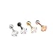 Surker 4pcs CZ Diamond Titanium Steel Hypoallergenic Ear Studs Earrings Piercing Jewelry(4mm)