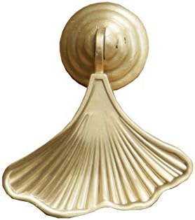 YAzNdom Door handle Premium Solid Brass Pendant Ginkgo Leaf Mermaid Tail Cabinet Knob Cabinet Wardrobe Handle Vintage door handle (Color : Golden, Size : 65mm*50mm*20mm)