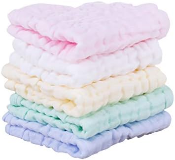Newborn Baby Washcloths Infant Handkerchief Bib 100% Cotton Gauze Muslin Square Bath Towels Breathable Reusable Saliva Wipe 3030cm Pack of 5
