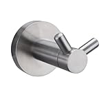 KES Stainless Steel Double Towel Hook Bathroom Wall Hook Shower Double Hook Prong Coat Hat Robe Hook RUSTPROOF Brushed Finish, A2161-2