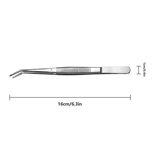 6-inch Stainless Steel Sewing Machine Tweezers Set (2-pc) with Curved Serrated Tip Multipurpose Forceps for Craft Repairing