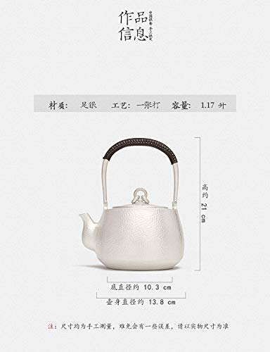 HKRSTSXJ Sterling Silver bollitore a Mano 925 Grande capacità Teiera Lifter teiera d'Argento Tea Set Pot - immagine 7