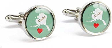 Handmade Alaska map cufflinks cabochon resin AK map cuff-links men accessary