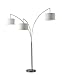 Adesso Arc Floor Lamp with 3 Movable Shades & Dimmable Brightness - Perfect Lighting for Bedroom, Living Room and Corner Decor, Brushed Steel