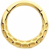 Pierced Owl 16GA 316L Stainless Steel Hammered Pattern Hinged Segment Ring