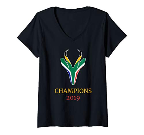 Womens South Africa Rugby Jersey Springboks Bokbefok Bokke Flag V-Neck T-Shirt